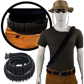Shotgun Shell Bandolier | 410 Gauge | Hold 50 Shells, Adjustable Shotgun Shell Shoulder Carrier Belt, Removable Guides, Shell Holder for Hunting