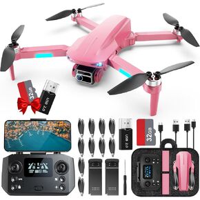 HHD Drone with 4K Camera for Adults Beginner,52-Min Max Flight Time,10000 Feet Control Range,249g Foldable FPV RC Quadcopter,Smart Return Home,5G Transmission,Brushless Motor, Wind Resistance(Pink)