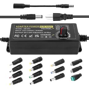 Adjustable Power Adapter, Towisituati Universal 3V ~ 24V Power Supply 5A 120W AC/DC Adapter Variable Power Supply AC 100V-240V Universal DC Power Supply Adapter Converter Transformer