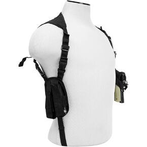VISM by NcStar Ambidextrous Horizontal Shoulder Holster with Double Magazine Holder, Black (CV2909)