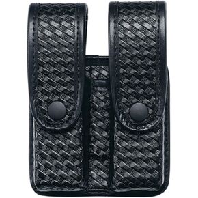 Uncle Mike's Mirage Basketweave Double Stack Duty Divided Double Mag Case, Black