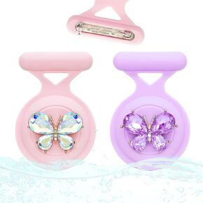 for Airtag Holder Cute for Kids Waterproof, 2 Pack Airtag Case Cover with Pin Brooch for Girls (Unicorn Mermaid)