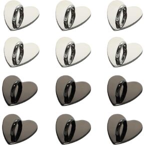 12 Pcs Phone Charm Hook, Cell Phone Finger Ring, Heart Phone Holder, Adhesive Metal Phone Finger Grip Loop Stand （3 Colors）
