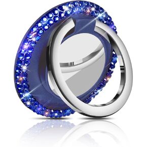 Bling Crystal Rhinestone Cell Phone Ring Holder Grip，360°Rotation Ultrathin Finger Cute Glitter Stand Kickstand Universal Compatible with iPhone Samsung Galaxy LG Google iPad （Blue）