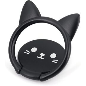 حامل حلقي للهاتف الخلوي من Cat، قبضة إصبع معدنية رفيعة للغاية تدور 360 درجة وحامل هاتف عالمي قابل للطي 180 درجة لحامل السيارة المغناطيسي متوافق مع جميع الهواتف الذكية (أسود لطيف) in Kuwait