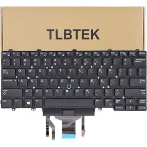 TLBTEK Backlight Keyboard Replacement with Pointer Compatible with Dell Education E5450 E5470 E5480 E7450 P40G E7470 E7480,Latitude 14 5480 5488 5490 5491 7480 7490 Series Laptop