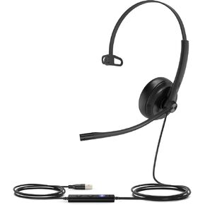 Yealink UH34 Wired Headset, Single Ear USB Headset with Noise Cancelling Mic, Teams Certified, Mono Headset for PC Laptop VoIP Phone, All Day Comfort Design, Mute Button, Busylight