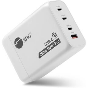 SIIG 240W USB-C 4-Port PD GaN Charger, 3C1A, PD 3.1/ QC 3.0 Fast Charging for MacBook Pro/Air iPad iPhone 14 Plus 13 12 Pro Max Samsung Galaxy Note 20 S22 Pixel and More (AC-PW1X11-S1)
