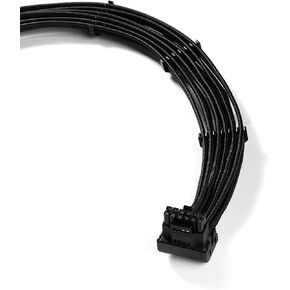 16AWG 12VHPWR 90 Degree PSU Sleeved Cable,27.5inch PCI-e 5.0 16Pin (12+4) Male to Male Power Supply Cable for RTX 3090Ti/4070Ti/4080/4090 with Combs(Black, Type-F)