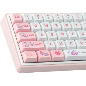 Hyekit PBT Keycaps - XDA Keycaps, 137 Keys Pink Rabbit Keycap Set, Dye-Sublimation Cute Keycaps for Cherry Gateron MX Switches 100%, 75%, 65%, 60% Mechanical Keyboards