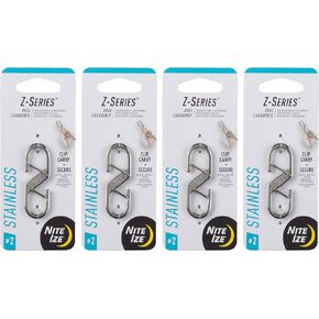 حلقة تسلق مزدوجة من Nite Ize Z-Series - مشابك حلقة تسلق شديدة التحمل للمفاتيح وإكسسوارات سلسلة المفاتيح - منظم المفاتيح والعتاد مشابك حلقة تسلق مزدوجة - حجم 2 (4 عبوات)