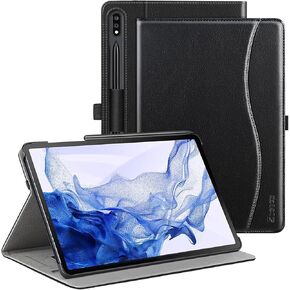 ZtotopCases for Galaxy Tab S7 FE 5G/S8 Plus/S7 Plus 12.4" Tablet Case, Premium PU Leather Folding Stand Cover with Pen Holder & Multi-Viewing Angles for Samsung Tab S7 FE 2021/S8+ 2022/S7+ 2020, Black