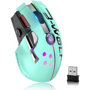 Wireless Gaming Mouse,12000 DPI Computer Mouse with Rechargeable 1000mAh Battery,Type-C,Chroma RGB Backlight,9 Programmable Buttons+Rapidfire,Joystick Design for PC,PS4,PS5,Xbox Gamer(Green)