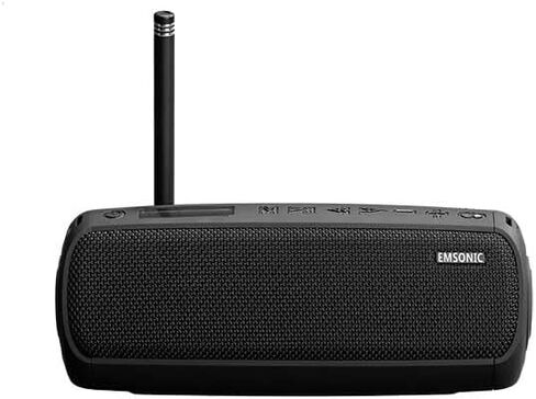 Saver By Emsonic - Portable Bluetooth Speaker, Waterproof Speaker with Carbon Monoxide Detector & FM Radio - 24-Hour Playtime, 40W Powerfull Sound & Deep Bass - Black in Saudi Arabia
