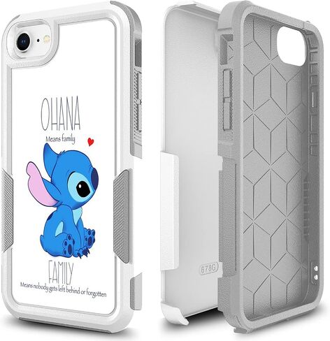 Case for iPhone SE 2022, Ohana Means Family Pattern Shock-Absorption Hard PC and Inner Silicone Hybrid Dual Layer Defender Case for iPhone 7/8 /SE 2022 in Saudi Arabia