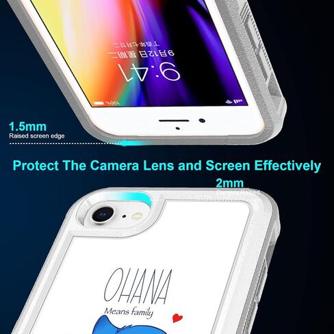 Case for iPhone SE 2022, Ohana Means Family Pattern Shock-Absorption Hard PC and Inner Silicone Hybrid Dual Layer Defender Case for iPhone 7/8 /SE 2022 in Saudi Arabia