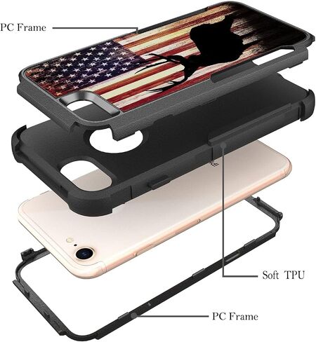 Case for iPhone SE 2022, Ohana Means Family Pattern Shock-Absorption Hard PC and Inner Silicone Hybrid Dual Layer Defender Case for iPhone 7/8 /SE 2022 in Saudi Arabia