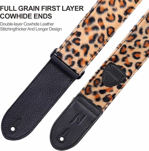 Nefelibata Guitar Strap,Double Full-Grain Leather Ends,Vintage Velvet Strap/FREE BONUS-4 Picks+Strap Locks+Strap Button,Gift For Bass,Electric&Acoustic Guitars(Vintage Deep Sea Blue) in Kuwait