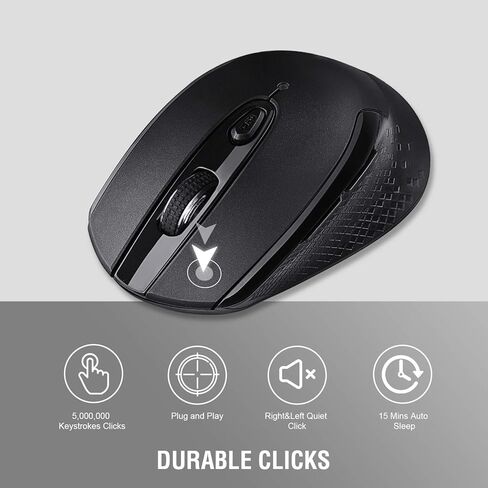 USB C Wireless Computer Mouse, Dual Mode 2.4G Cordless Mice with Nano USB and Type C Receiver,3 Adjustable DPI Computer Mouse for Laptop, Desktop, MacBook, PC - White in Kuwait