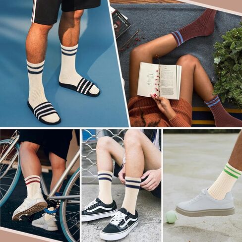 American Trends Womens Striped Socks Retro Crew Socks Women Slouchy Athletic Calf Tube Socks in Saudi Arabia