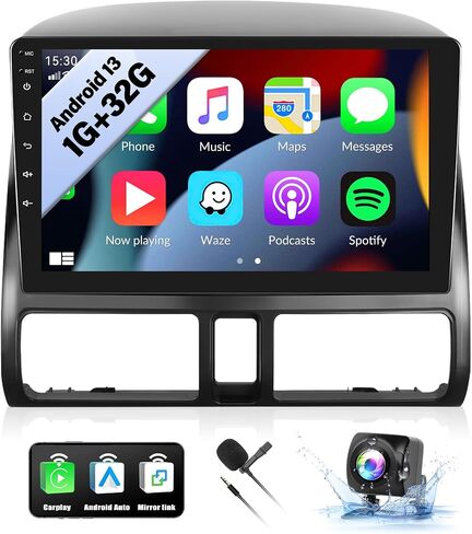 ستيريو سيارة Android 13 لسيارة Honda CRV 2002 2003 2004 2005 2006 صوت راديو السيارة 1G+32G مع Carplay Android Auto Bluetooth 9 بوصة شاشة لمس GPS ملاحة WiFi HiFi FM SWC كاميرا احتياطية MIC in Saudi Arabia