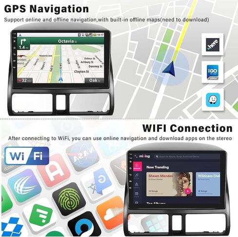 ستيريو سيارة Android 13 لسيارة Honda CRV 2002 2003 2004 2005 2006 صوت راديو السيارة 1G+32G مع Carplay Android Auto Bluetooth 9 بوصة شاشة لمس GPS ملاحة WiFi HiFi FM SWC كاميرا احتياطية MIC in Saudi Arabia