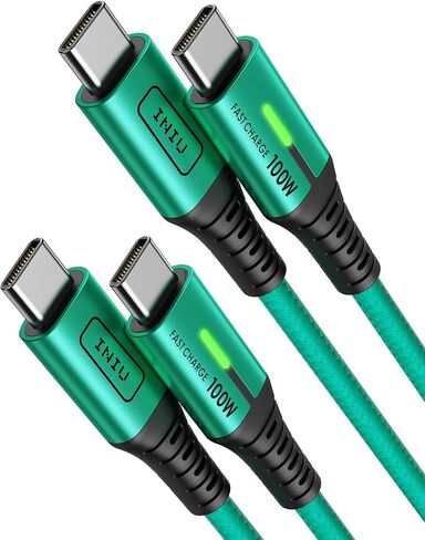 كابل شحن INIU USB C، [6.6أقدام، أخضر] سلك شاحن من النوع C من قطعتين لهواتف iPhone 16 15 Samsung Galaxy S22 S10 Note 20 Pixel 7 Huawei Xiaomi وMacBook وiMac وiPad والمزيد in Saudi Arabia