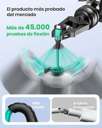 كابل شحن INIU USB C، [6.6أقدام، أخضر] سلك شاحن من النوع C من قطعتين لهواتف iPhone 16 15 Samsung Galaxy S22 S10 Note 20 Pixel 7 Huawei Xiaomi وMacBook وiMac وiPad والمزيد in Kuwait