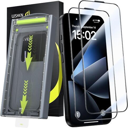 WSKEN for iPhone 16 Pro Max Screen Protector - [Top 9H+ Tempered Glass] [Zero Bubble] [Auto Dust-Remove] HD Military Grade 10X Shatterproof Full Coverage Protection Easy Install, 2 Pack in Saudi Arabia