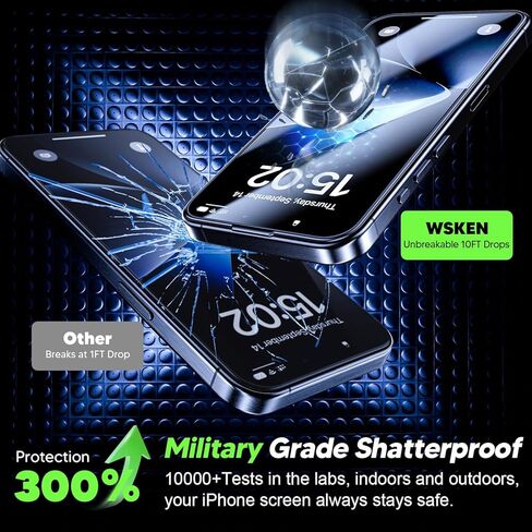 WSKEN for iPhone 16 Pro Max Screen Protector - [Top 9H+ Tempered Glass] [Zero Bubble] [Auto Dust-Remove] HD Military Grade 10X Shatterproof Full Coverage Protection Easy Install, 2 Pack in Saudi Arabia