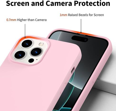 Designed for iPhone 16 Pro Max Case, Silicone Ultra Slim Shockproof Phone Case with Soft Anti-Scratch Microfiber Lining, [Enhanced Camera Protection] Phone Case for 16 Pro Max, (Pink) in Saudi Arabia