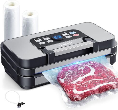 95Kpa Powerful Precision Pro Vacuum Sealer, with 10-in-1 Functions, Easy-Lock Handle, Double Heat Seal & Double Pump, Vacuum Sealer Machine for Food with Bags Storage, Built-in Cutter, Grey in Saudi Arabia