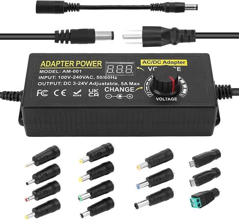 Adjustable Power Adapter, Towisituati Universal 3V ~ 24V Power Supply 5A 120W AC/DC Adapter Variable Power Supply AC 100V-240V Universal DC Power Supply Adapter Converter Transformer in Saudi Arabia