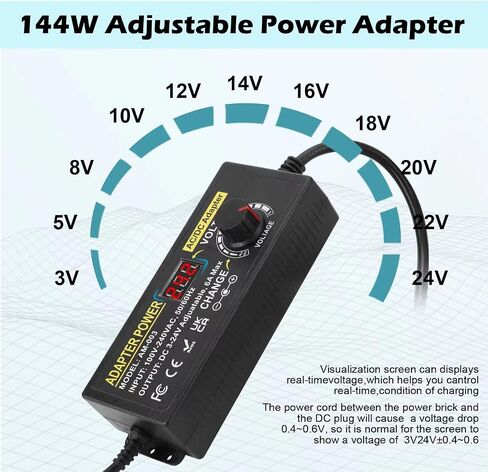 Adjustable Power Adapter, Towisituati Universal 3V ~ 24V Power Supply 5A 120W AC/DC Adapter Variable Power Supply AC 100V-240V Universal DC Power Supply Adapter Converter Transformer in Saudi Arabia