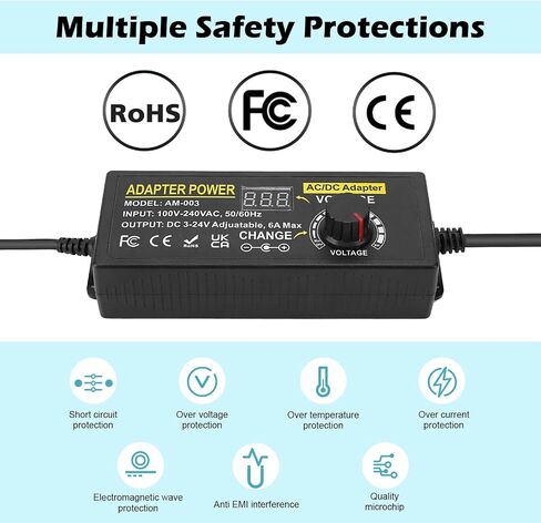 Adjustable Power Adapter, Towisituati Universal 3V ~ 24V Power Supply 5A 120W AC/DC Adapter Variable Power Supply AC 100V-240V Universal DC Power Supply Adapter Converter Transformer in Saudi Arabia