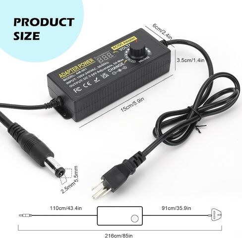 Adjustable Power Adapter, Towisituati Universal 3V ~ 24V Power Supply 5A 120W AC/DC Adapter Variable Power Supply AC 100V-240V Universal DC Power Supply Adapter Converter Transformer in Saudi Arabia