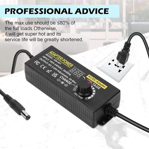 Adjustable Power Adapter, Towisituati Universal 3V ~ 24V Power Supply 5A 120W AC/DC Adapter Variable Power Supply AC 100V-240V Universal DC Power Supply Adapter Converter Transformer in Saudi Arabia
