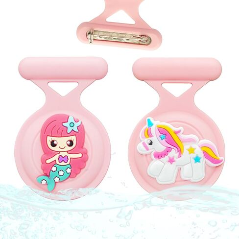 for Airtag Holder Cute for Kids Waterproof, 2 Pack Airtag Case Cover with Pin Brooch for Girls (Unicorn Mermaid) in Kuwait