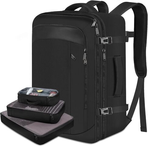 Vancropak Carry on Backpack, Extra Large 40L Airline Approved Travel Backpacks with 3 Packing Cubes for Women Men, Water Resistant Expandable Overnight Luggage Daypack Business Weekender Bag, Grey in Saudi Arabia