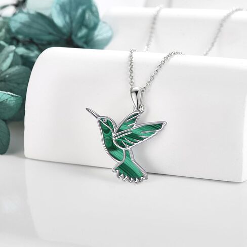 AXOMY Hummingbird Necklaces Abalone Shell 925 Sterling Silver Humming Bird Pendant Necklace Hummingbird Jewelry Gifts for Women Girls Mom Hummingbirds Lovers in Saudi Arabia