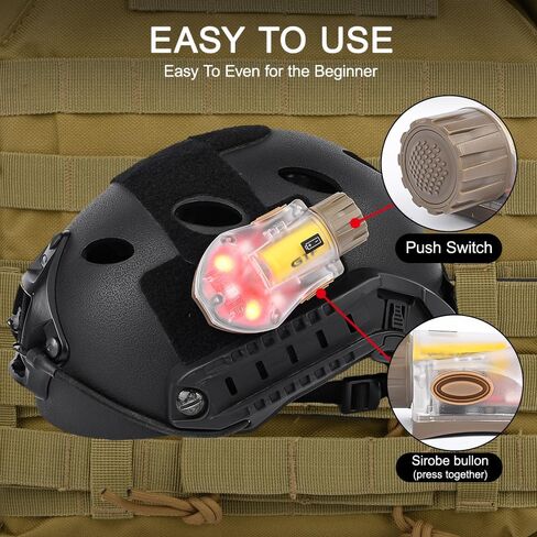 Tactical Helmet Light, Military Signal Light with Optional 5 Modes IR & Visible LED IFF Helmet Strobe for Outdoor Fast Rescue Adventure Light (DE-RED) in Kuwait