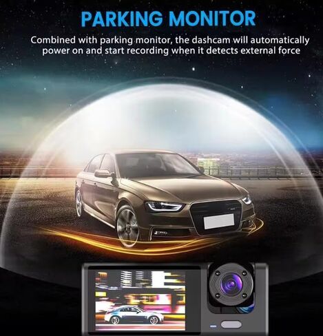 Dash Camera Front, Rear and Interior HD, Parking Assist, Night Vision, Loop Recording, Multi-Language Support, WiFi, 130° Wide-Angle in Saudi Arabia