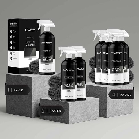 بخاخ منظف الشاشة (16oz) - مجموعة تنظيف الشاشة الكبيرة - منظف شاشة التلفاز، منظف شاشة الكمبيوتر، منظف شاشة التلفاز للتلفزيون الذكي، الشاشة، الكمبيوتر المحمول، بخاخ منظف شاشة Ipad ومسح قطعة قماش من الألياف الدقيقة in Saudi Arabia
