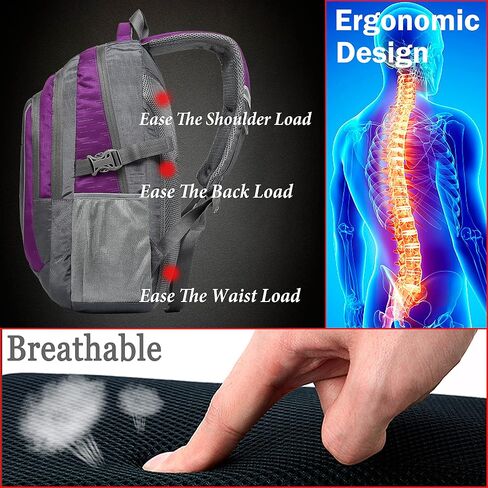 ProEtrade Backpack Bookbag for College Sturdy Travel Business Hiking Fit Laptop Up to 15.6 Inch Multi Compartment Gifts for Men Women Night Light Reflective (Purple A) in Saudi Arabia