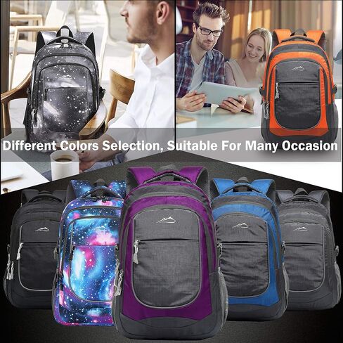 ProEtrade Backpack Bookbag for College Sturdy Travel Business Hiking Fit Laptop Up to 15.6 Inch Multi Compartment Gifts for Men Women Night Light Reflective (Purple A) in Saudi Arabia