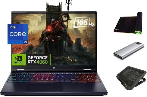 acer Predator Helios Neo 16 Gaming Laptop, 16" WUXGA 165Hz IPS, Core i9-14900HX, GeForce RTX 4060, 16GB DDR5, 1TB SSD + 256GB Portable SSD, 4-Zone RGB KB, WiFi 6E, TB 4, RJ45, Gamer Bundle, Win 11 in Saudi Arabia
