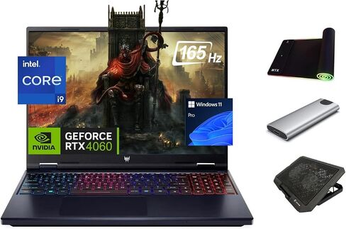 acer Predator Helios Neo 16 Gaming Laptop, 16" WUXGA 165Hz IPS, Core i9-14900HX, GeForce RTX 4060, 16GB DDR5, 1TB SSD + 256GB Portable SSD, 4-Zone RGB KB, WiFi 6E, TB 4, RJ45, Gamer Bundle, Win 11 in Saudi Arabia