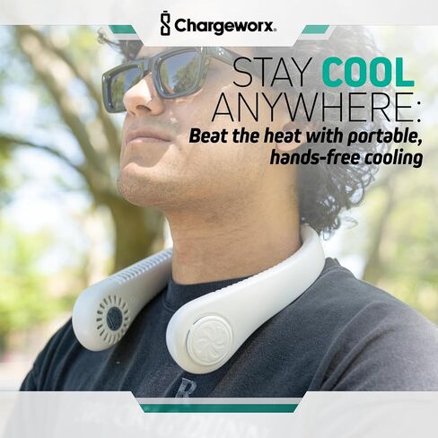 Portable Neck Fan Rechargeable USB, 5 Adjustable Modes, 4000 mAh Battery, 4-6 Hour Battery, Bladeless Fan Design, LCD Screen, Super Quiet Fan, 360° Coverage (White) in Saudi Arabia