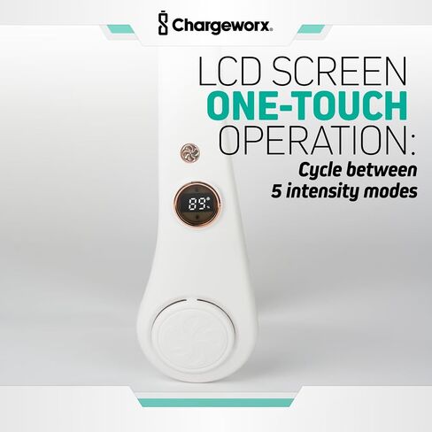 Portable Neck Fan Rechargeable USB, 5 Adjustable Modes, 4000 mAh Battery, 4-6 Hour Battery, Bladeless Fan Design, LCD Screen, Super Quiet Fan, 360° Coverage (White) in Saudi Arabia