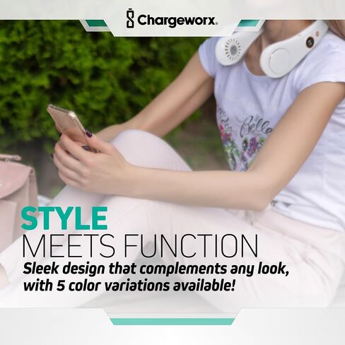 Portable Neck Fan Rechargeable USB, 5 Adjustable Modes, 4000 mAh Battery, 4-6 Hour Battery, Bladeless Fan Design, LCD Screen, Super Quiet Fan, 360° Coverage (White) in Saudi Arabia